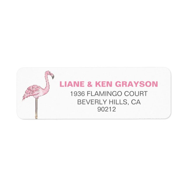 Flamingo Pink Gray Modern Clean Label (Front)