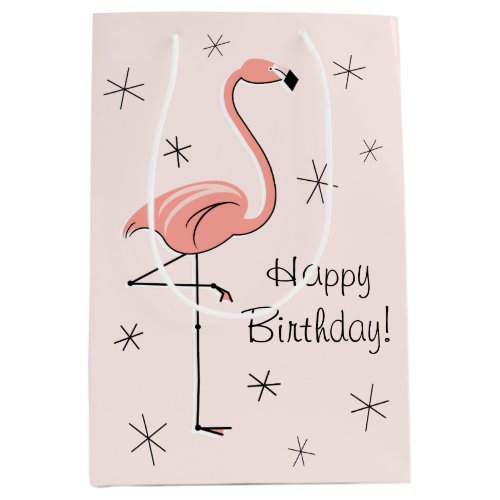 Flamingo Pink Happy Birthday gift bag medium
