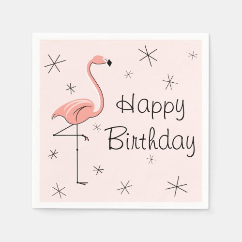 Flamingo Pink Happy Birthday paper napkins