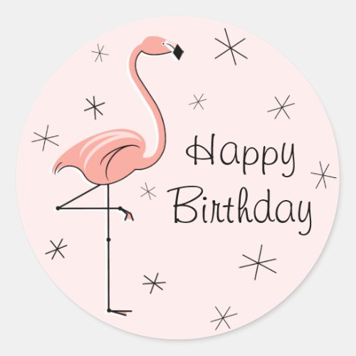 Flamingo Pink Happy Birthday sticker