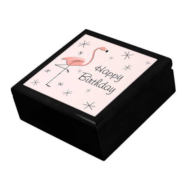 Flamingo Pink Happy Birthday tile gift box (Side)