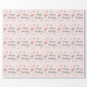 Flamingo Pink 'Happy Birthday' wrapping paper (Flat)