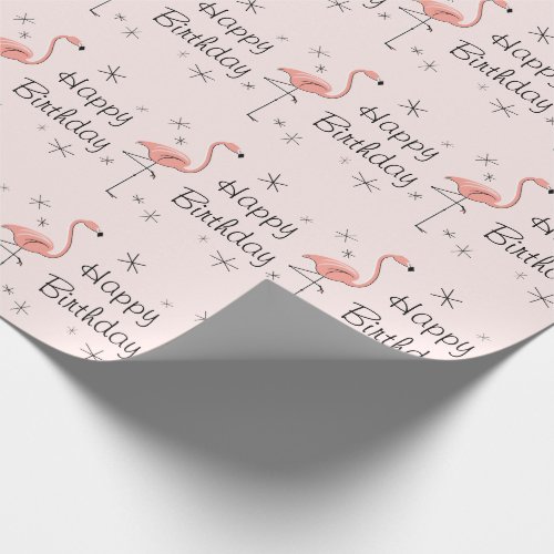 Flamingo Pink Happy Birthday wrapping paper