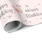 Flamingo Pink 'Happy Birthday' wrapping paper (Roll Corner)