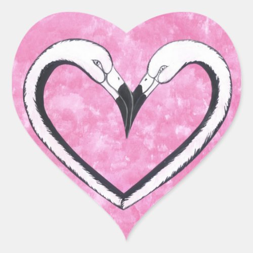 flamingo pink heart sticker