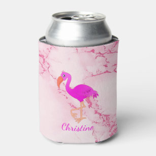Flamingo pink marble name girl can cooler