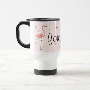 Flamingo Pink 'Name' travel mug