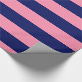 Flamingo Pink, Navy Blue XL Stripes Pattern V Wrapping Paper (Corner)
