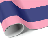 Flamingo Pink, Navy Blue XL Stripes Pattern V Wrapping Paper (Roll Corner)