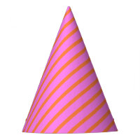 Flamingo Pink & Orange Pretty Stripe Patterned Party Hat