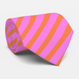 Flamingo Pink & Orange Smart Stripe Patterned Tie