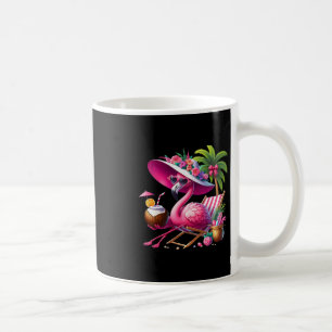 Flamingo Pink Palm Tree Tropical Beach Summer Vaca Coffee Mug