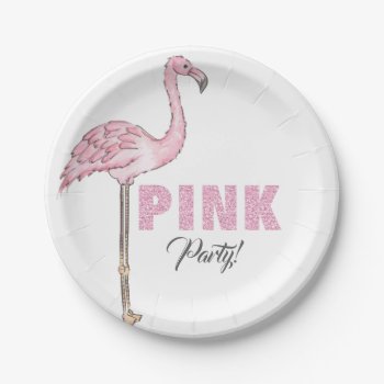 Flamingo Pink Party Modern Clean Paper Plates by HydrangeaBlue at Zazzle
