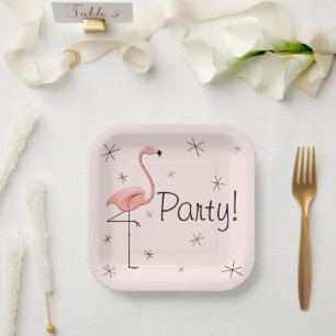Flamingo Pink Party! square Paper Plates
