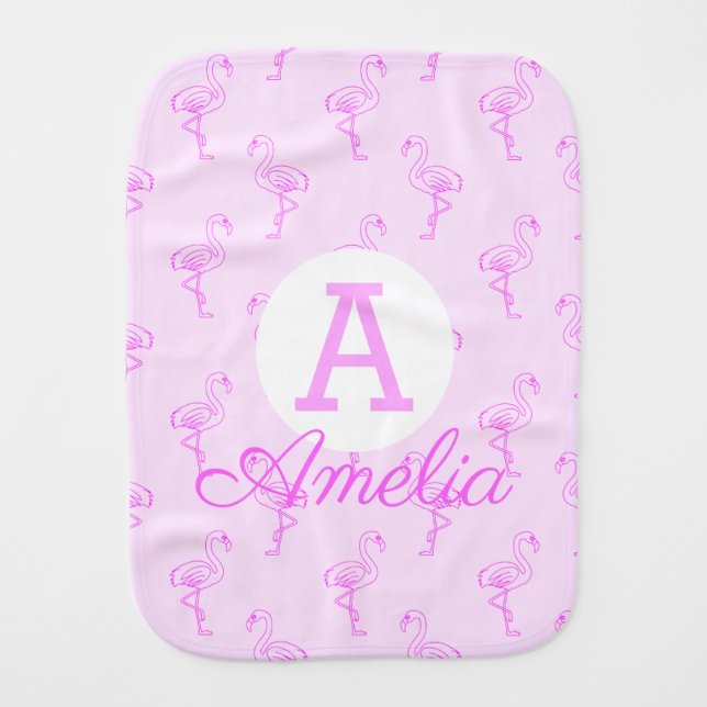 Flamingo Pink Pattern Baby Burp Cloth (Front)