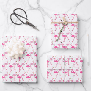 Flamingo pink pattern wrapping paper sheets