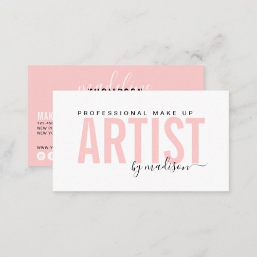 Flamingo Pink Professional Make Up Artist Business Card