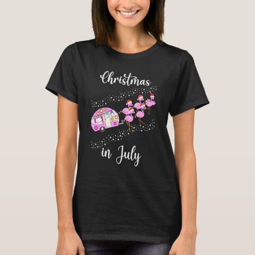 Flamingo Pink Retro Camping Car Christmas In July T_Shirt