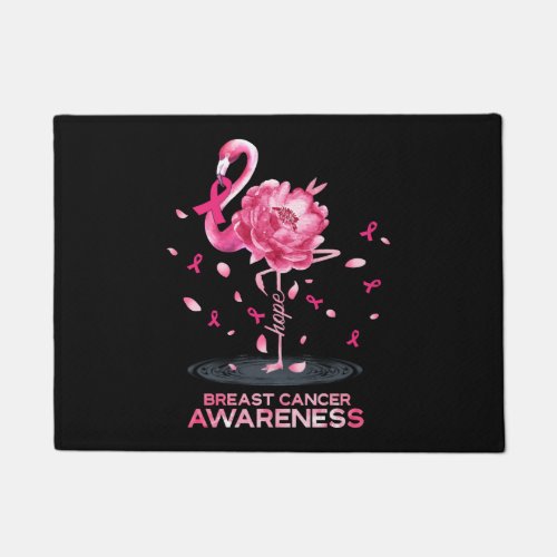 Flamingo Pink Ribbon Breast Cancer Awareness Doormat