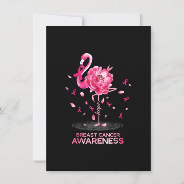 Flamingo Pink Ribbon Breast Cancer Awareness Invitation (Front)