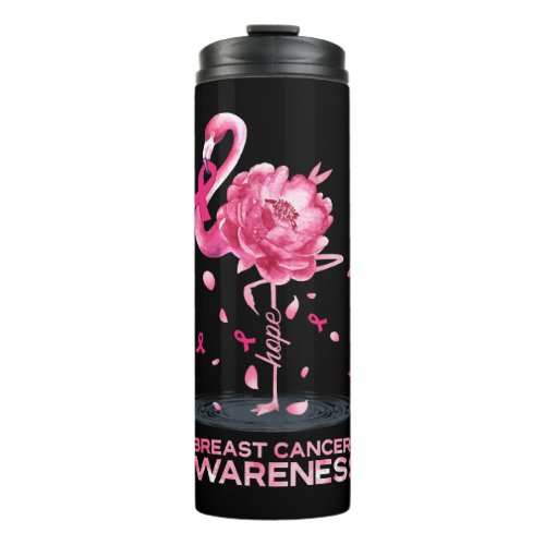 Flamingo Pink Ribbon Breast Cancer Awareness Thermal Tumbler