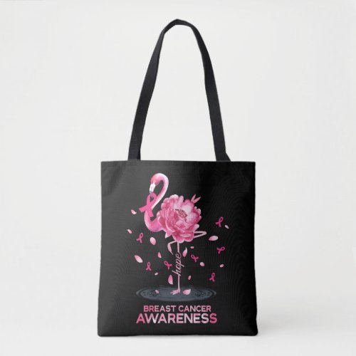 Flamingo Pink Ribbon Breast Cancer Awareness Tote Bag