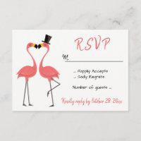 Flamingo Pink RSVP Wedding Tropical Party Beach