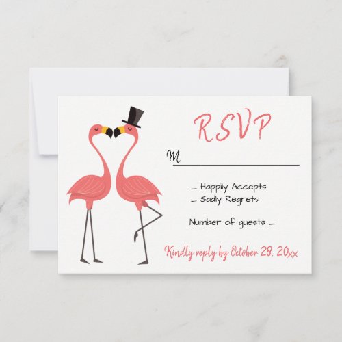 Flamingo Pink RSVP Wedding Tropical Party Beach