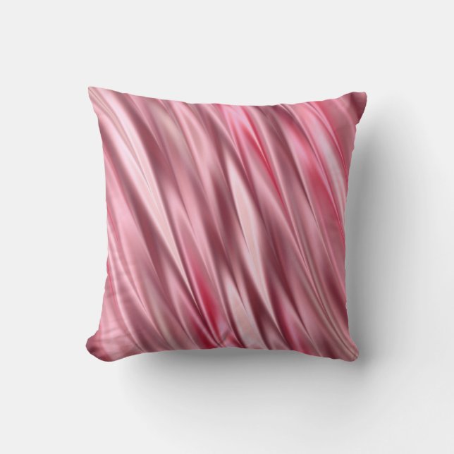 Flamingo pink satin shaded stripes throw pillow (Front)