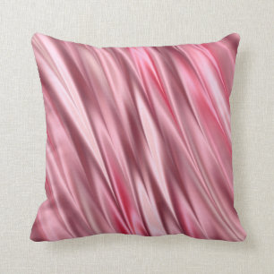 Flamingo pink satin shaded stripes throw pillow