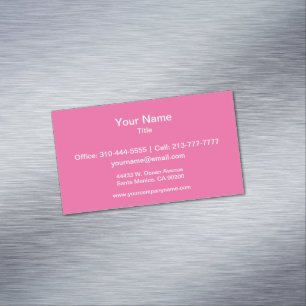 Flamingo Pink Solid Color Magnetic Business Card