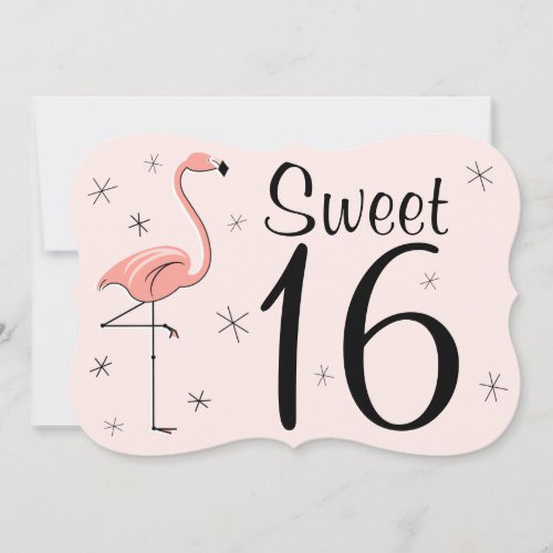 Flamingo Pink Sweet 16 invitation bracket