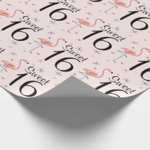Flamingo Pink 'Sweet 16' wrapping paper