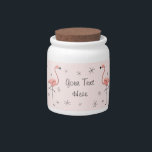 Flamingo Pink Text candy jar<br><div class="desc">Stylish design with a retro touch featuring flamingos and stars on a pink background. A customizable design for you to personalise with your own text, images and ideas. An original digital art image created by QuirkyChic.</div>