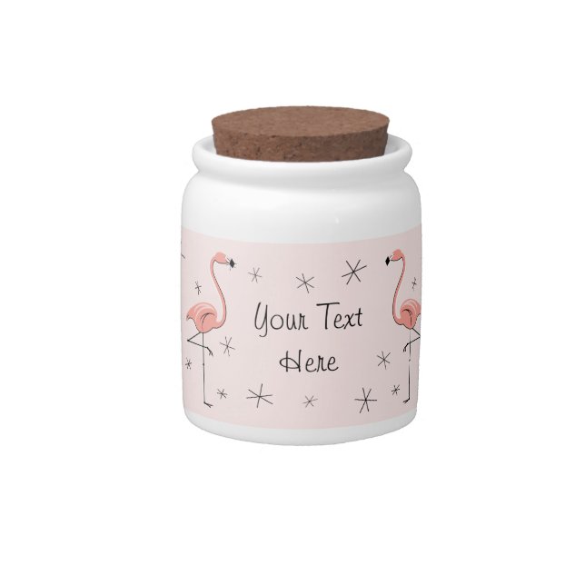 Flamingo Pink Text candy jar (Front)
