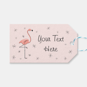 Flamingo Pink Text gift tags horizontal