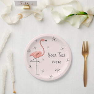 Flamingo Pink Text paper plate