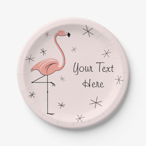 Flamingo Pink Text paper plate