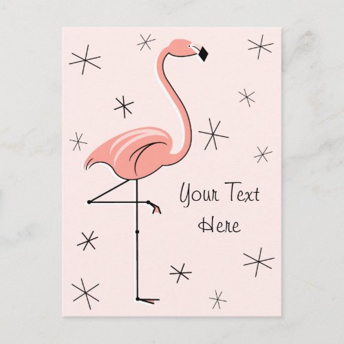 Flamingo Pink Text vertical postcard