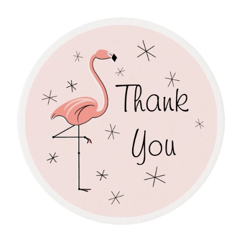 Flamingo Pink Thank You edible frosting sheets