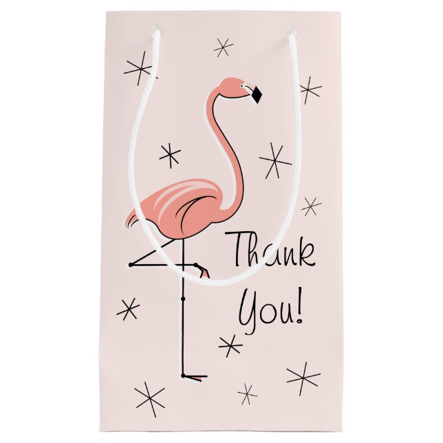 Flamingo Pink 'Thank You!' gift bag small (Front)
