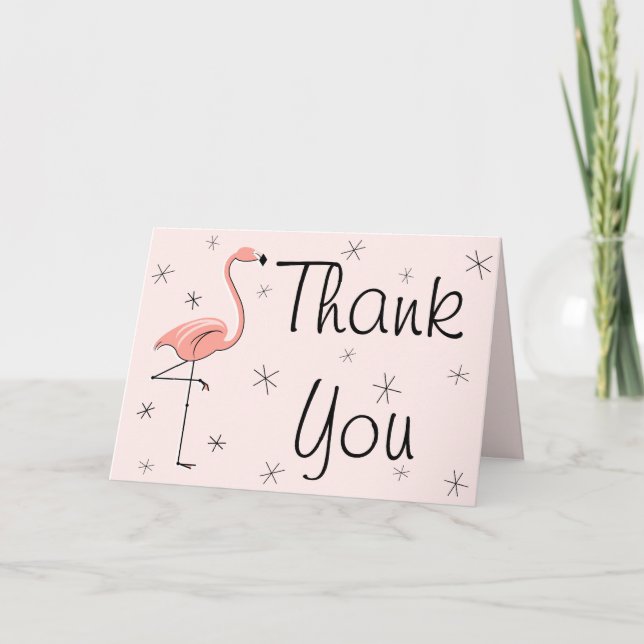Flamingo Pink Thank You greetings card (Front)