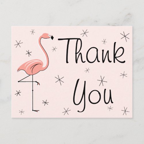 Flamingo Pink Thank You postcard