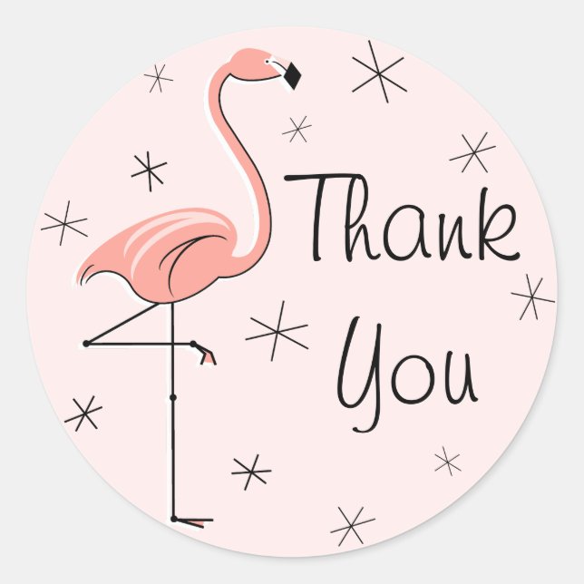Flamingo Pink Thank You sticker (Front)