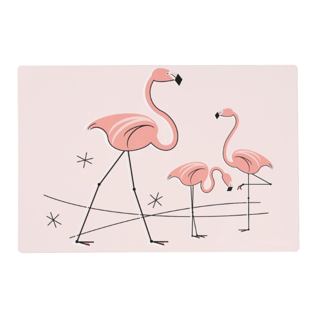 Flamingo Pink Trio 2 laminated placemat (Front)