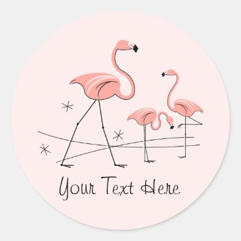 Flamingo Pink Trio 2 Text Sticker by QuirkyChic at Zazzle