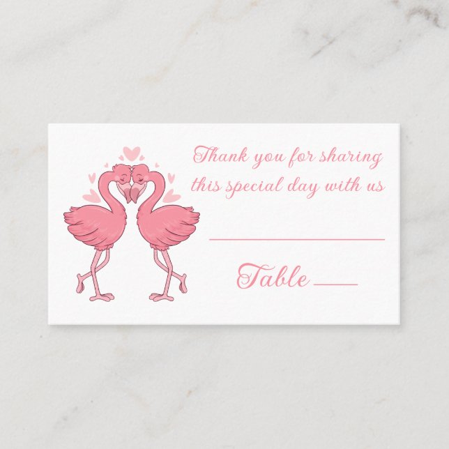 Flamingo Pink Tropical Beach Wedding Escort Place Card (Front)