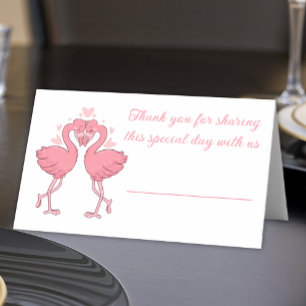 Flamingo Pink Tropical Beach Wedding Escort Place Card