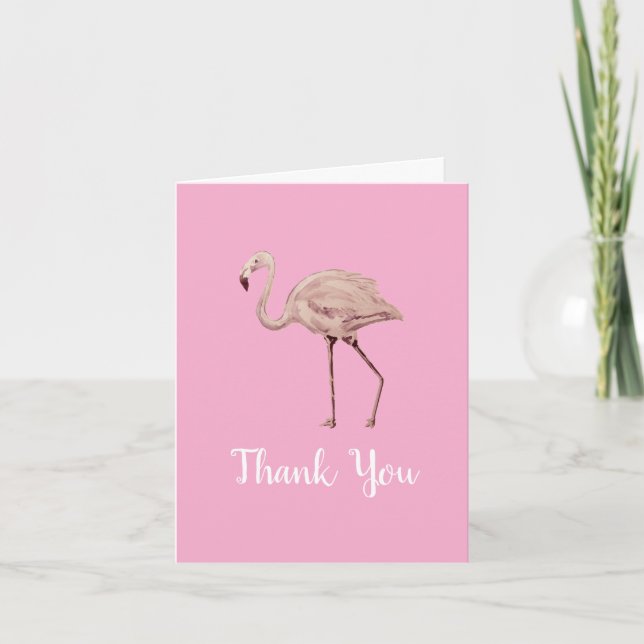 Flamingo Pink Tropical Thank You Invitation (Front)