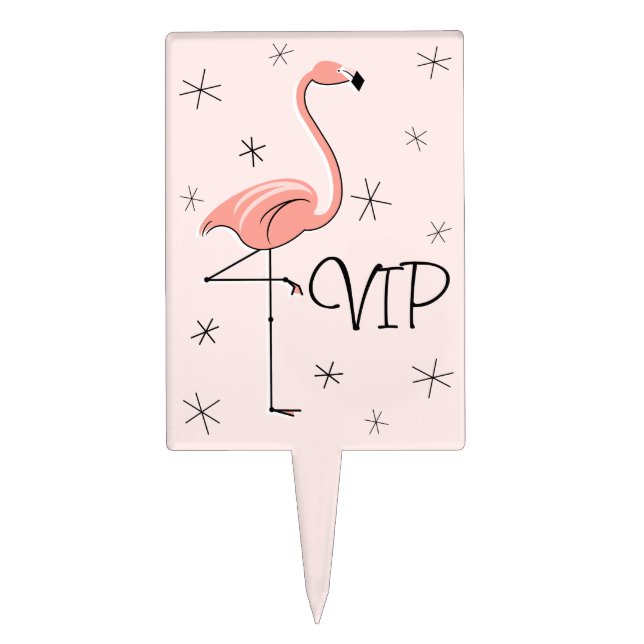 Flamingo Pink VIP cake pick rectangle (Front)